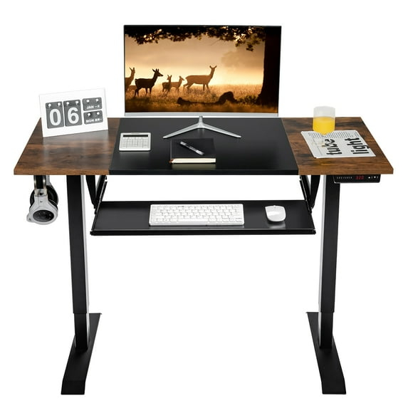 Costway 48'' Electric Sit to Stand Desk Adjustable Workstation w/ Keyboard Tray Black