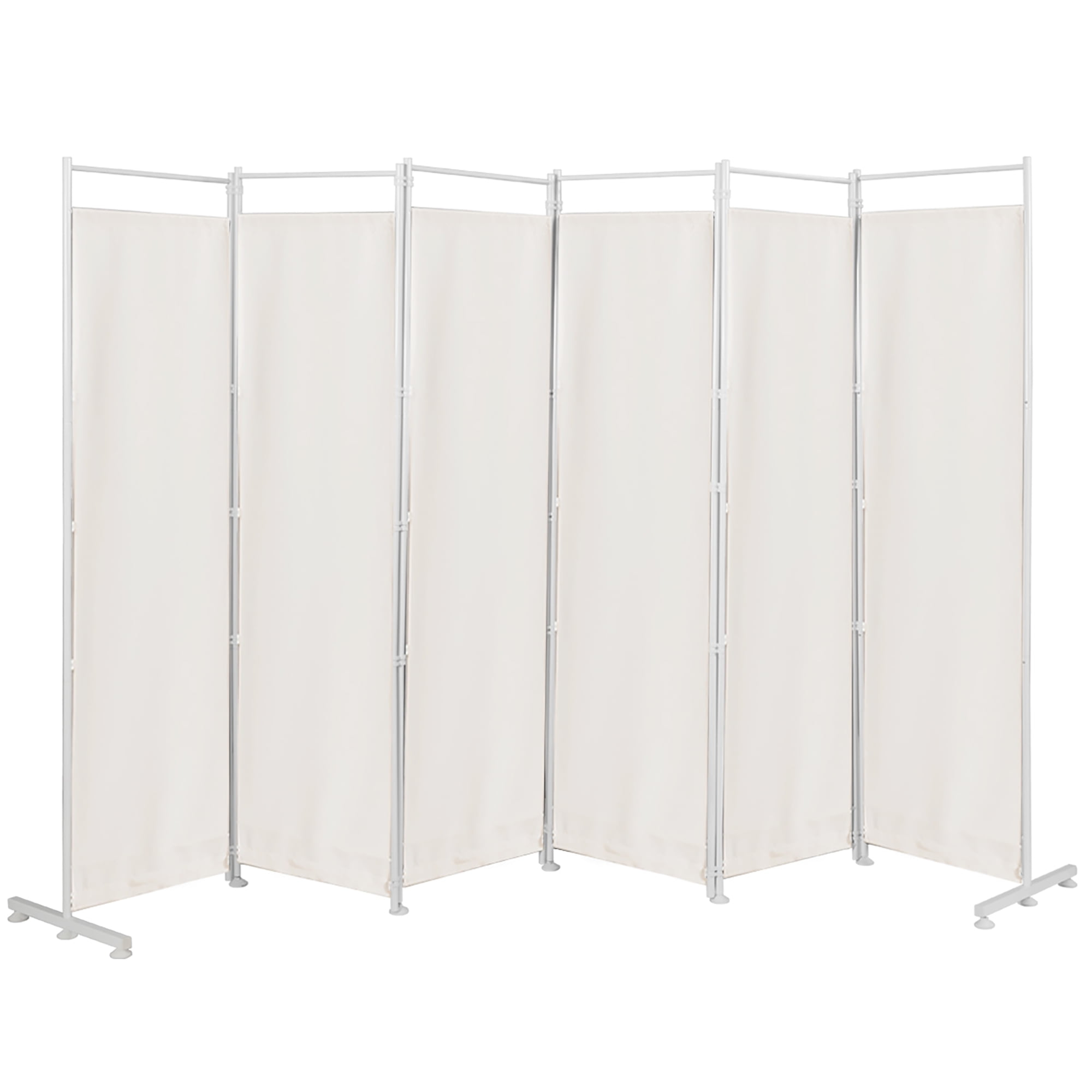 Costway 6-Panel Room Divider Folding Privacy Screen w/Steel Frame Decoration White