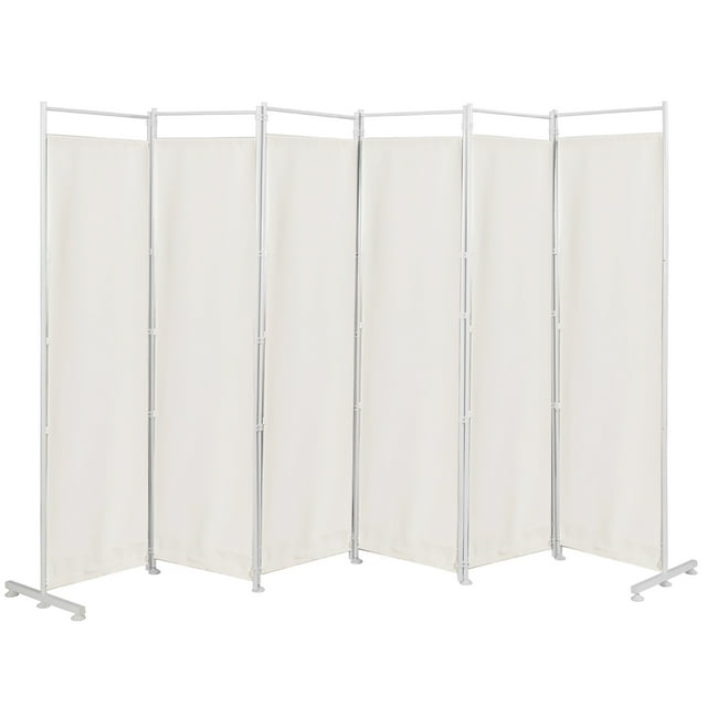 Costway 6-Panel Room Divider Folding Privacy Screen w/Steel Frame Decoration White