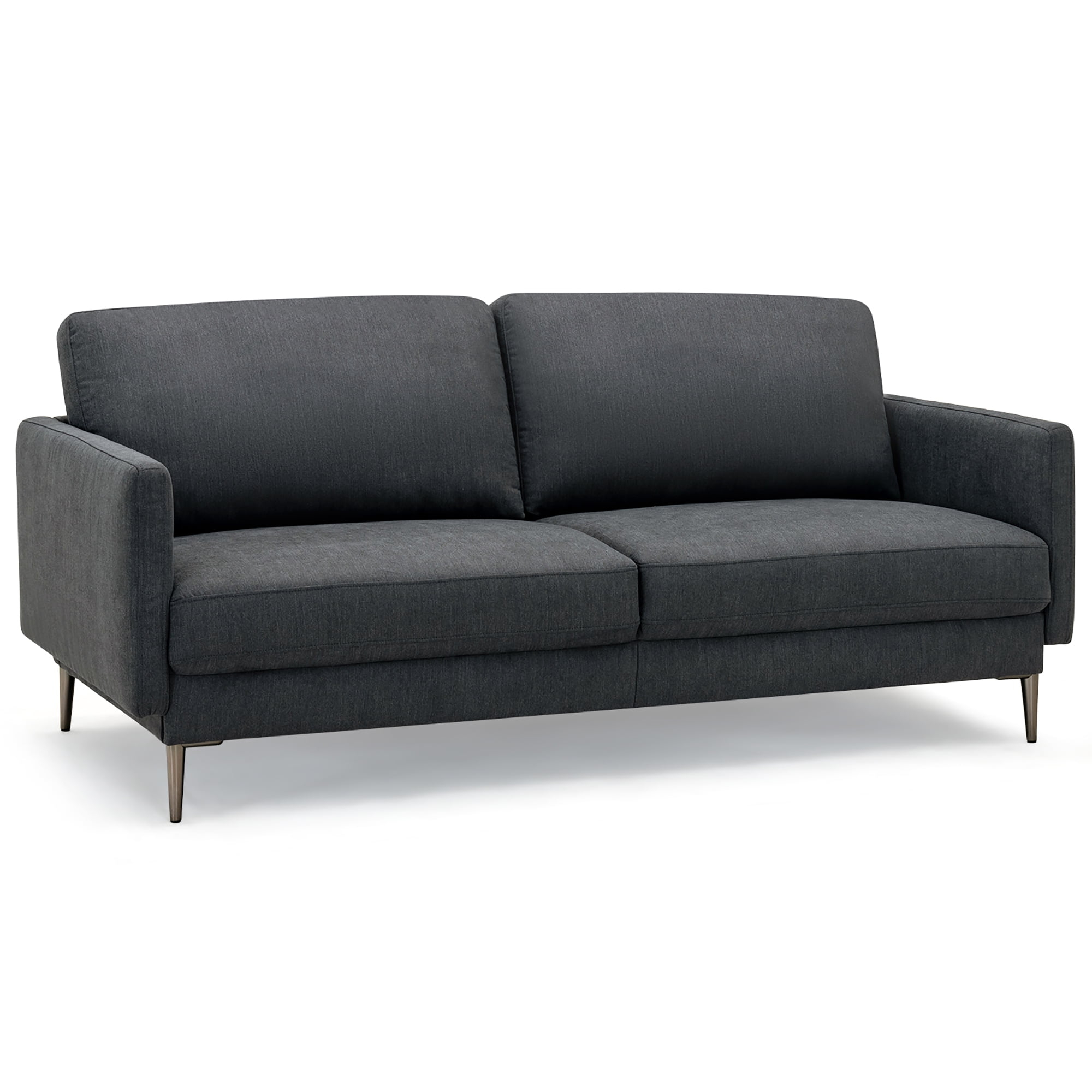 Costway 76.5'' Fabric Sofa Couch Living Room Small Apartment Furniture w/ Metal Leg Grey
