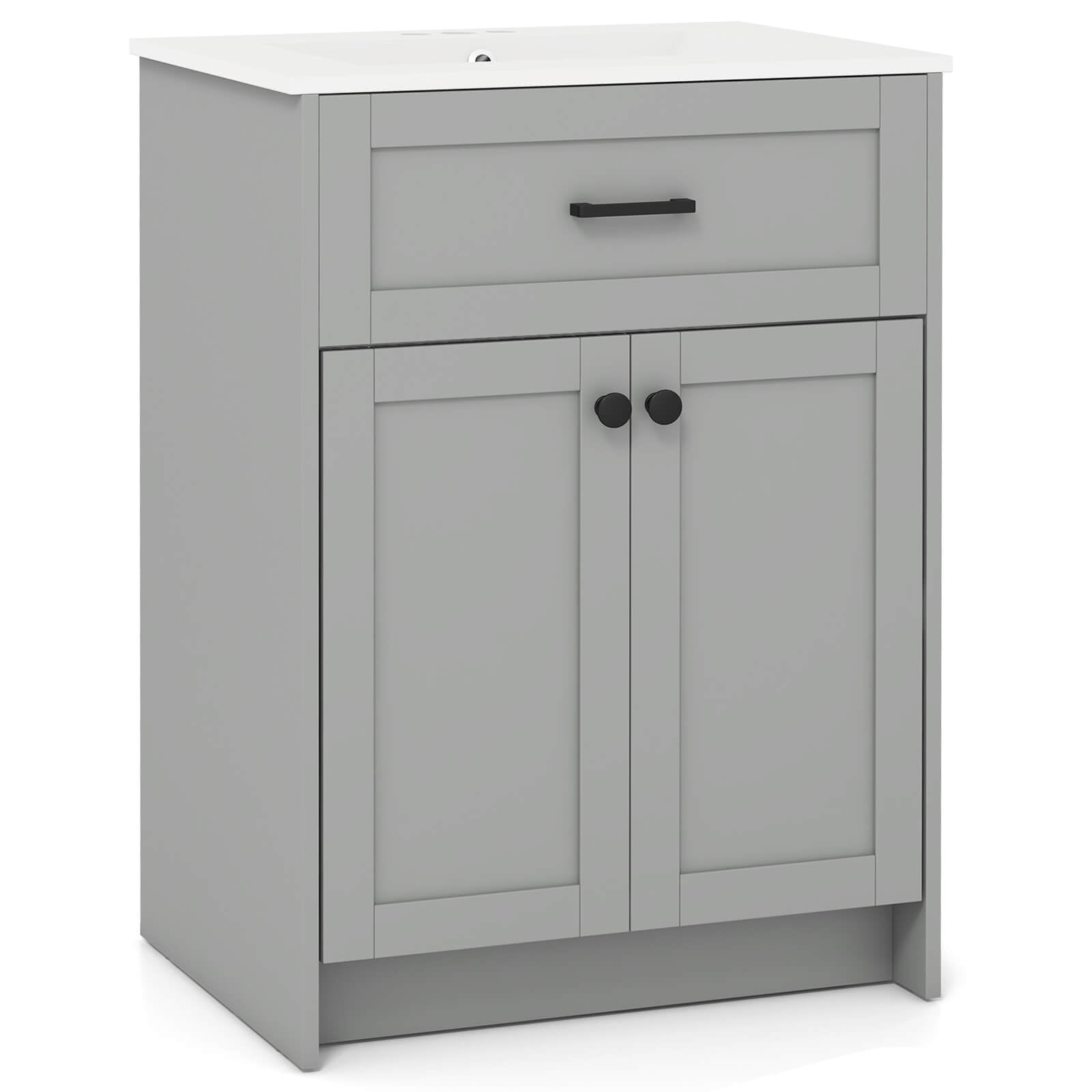 Costway Bathroom Vanity Unit with Basin Under Sink Bathroom Storage Cabinet Freestanding