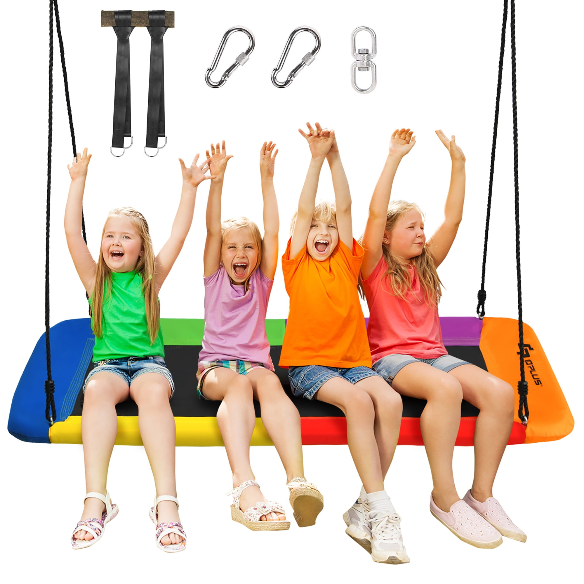 Goplus 700lb Giant 60'' Platform Tree Swing Outdoor w/ 2 Hanging Straps Colorful