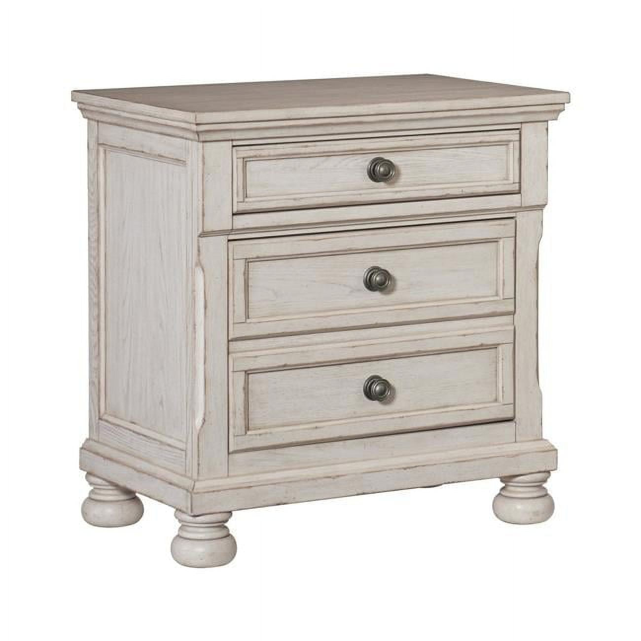 Cottage 2 Drawer Nightstand with Molded Details & Bun Feet, Antique White