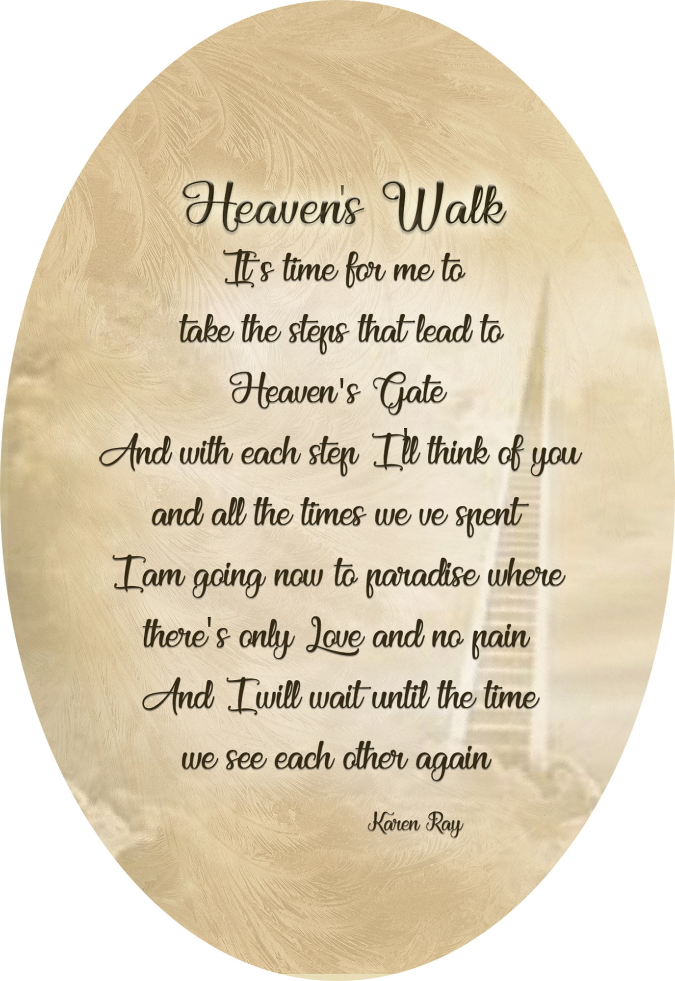 Cottage Garden Heaven's Walk 11.5 x 7.5 Wings of Gold Oval Memorial Frame