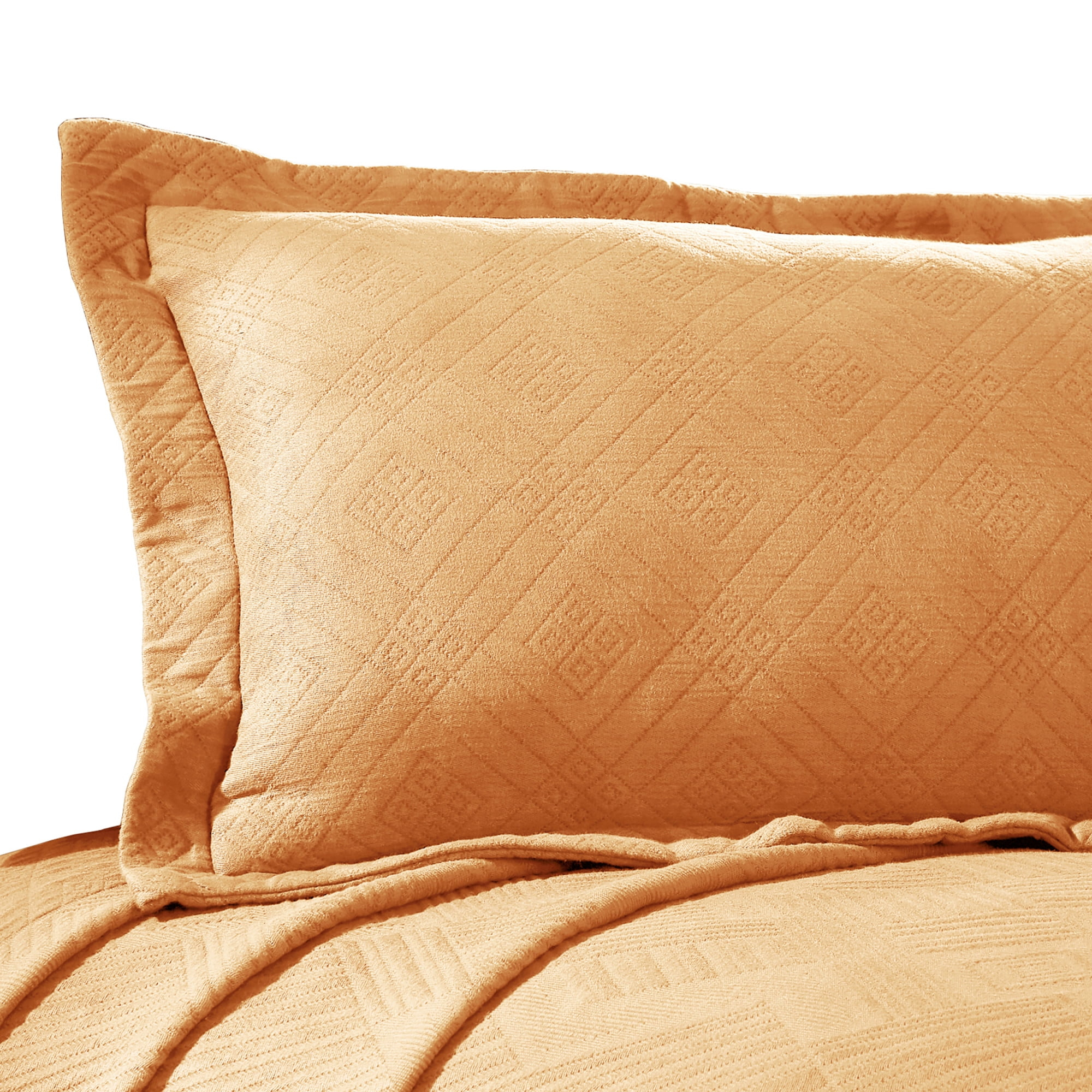 Superior Geometric Fret Cotton Decorative Bedspread and Sham Set, Full, Salmon