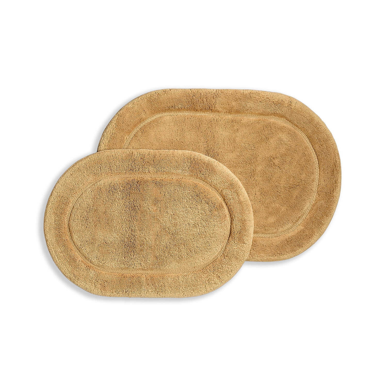 Cotton Solid 2-Piece Toast Highly Absorbent Non-Slip Oval Bath Rug Set by Superior
