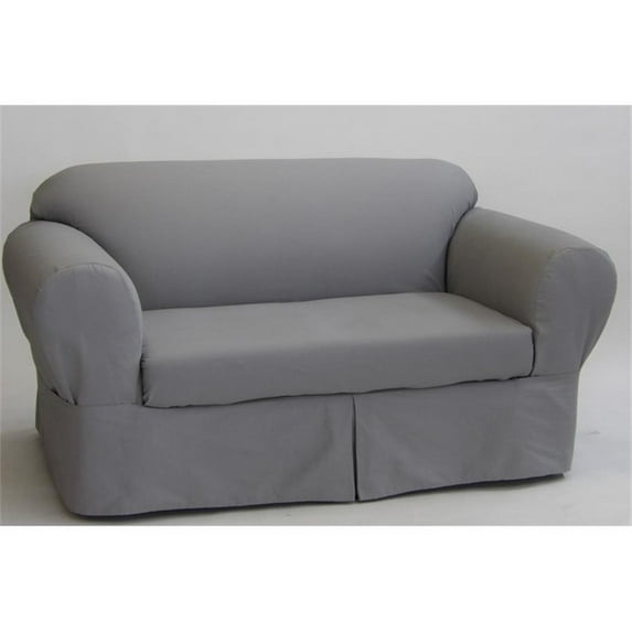 Cotton Twill 2 Piece Loveseat Slipcover in Gray