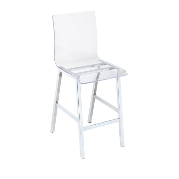 Clear Acrylic and Chrome Counter Height Dining Chair Set of 2