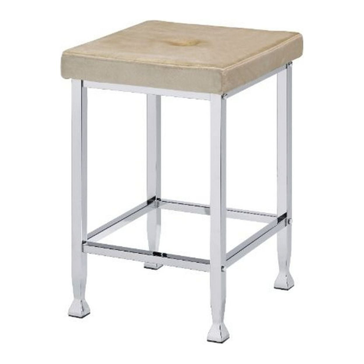 Counter Height Stool with Padded Seat and Metal Base Beige - Saltoro Sherpi