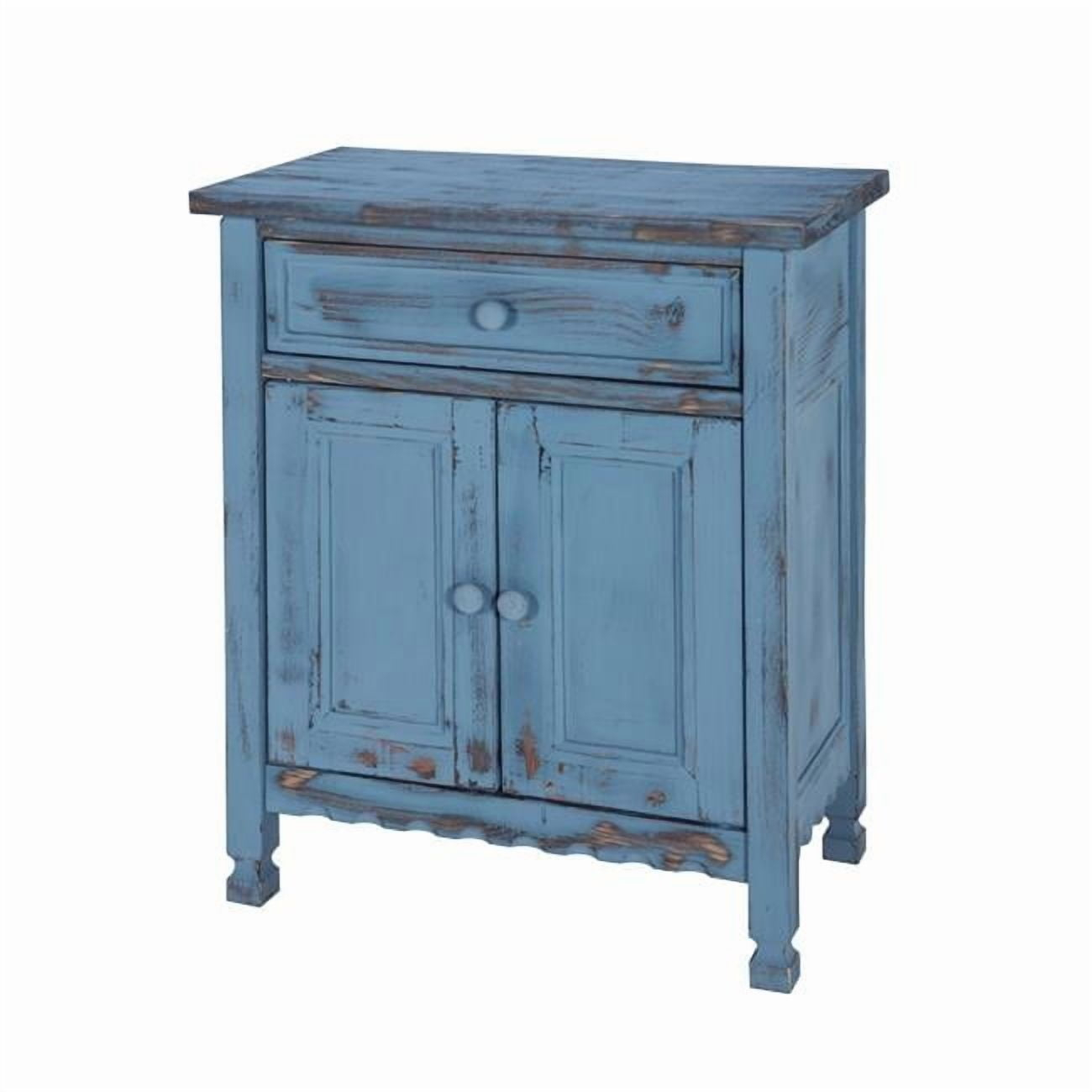 Alaterre Furniture Country Cottage Rustic Accent Cabinet, Sideboard Buffet Cabinet with Storage Drawer and Two Doors, Blue Antique Finish