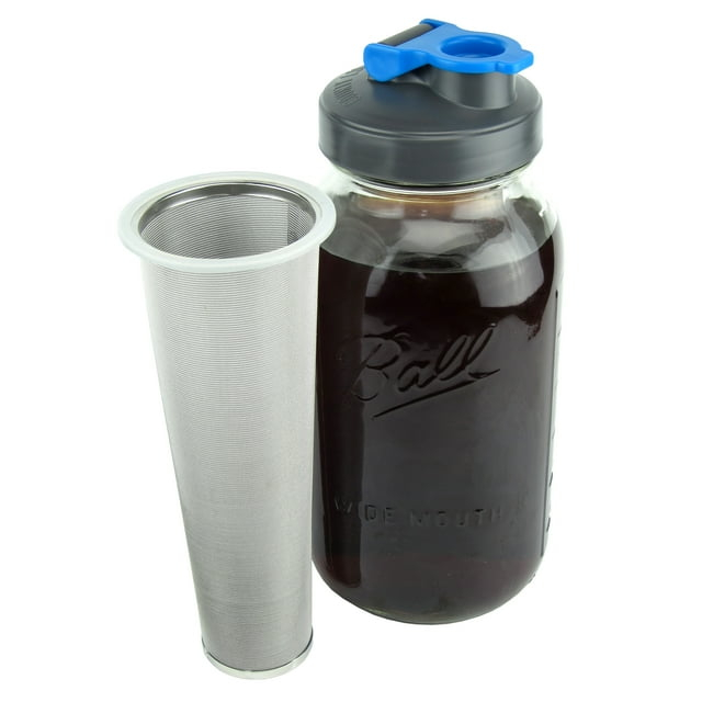 County Line Kitchen Mason Jar Cold Brew Coffee Maker, 2 Quart, with Flip Cap Lid