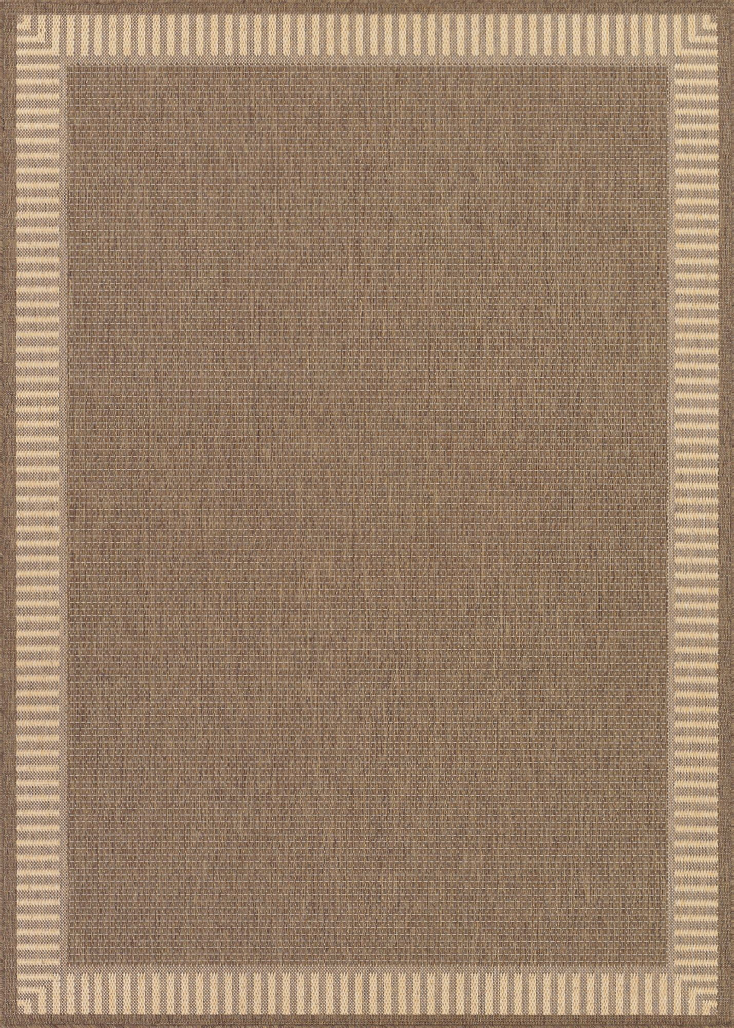 Couristan 2.25' x 7.75' Cocoa Brown Bordered Rectangular Polypropylene Area Runner Rug