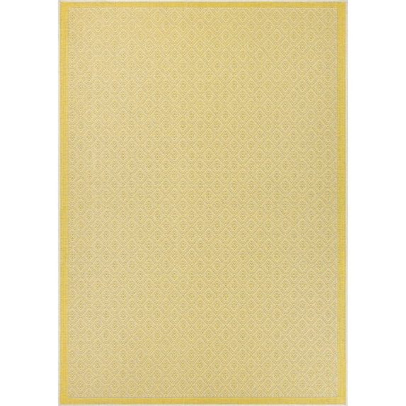 Couristan 2' x 3.5' Yellow and Ivory Sea Pier Geometric Rectangular Outdoor Area Throw Rug