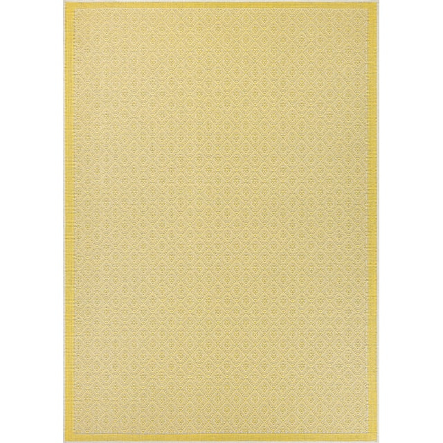 Couristan 2' x 3.5' Yellow and Ivory Sea Pier Geometric Rectangular Outdoor Area Throw Rug