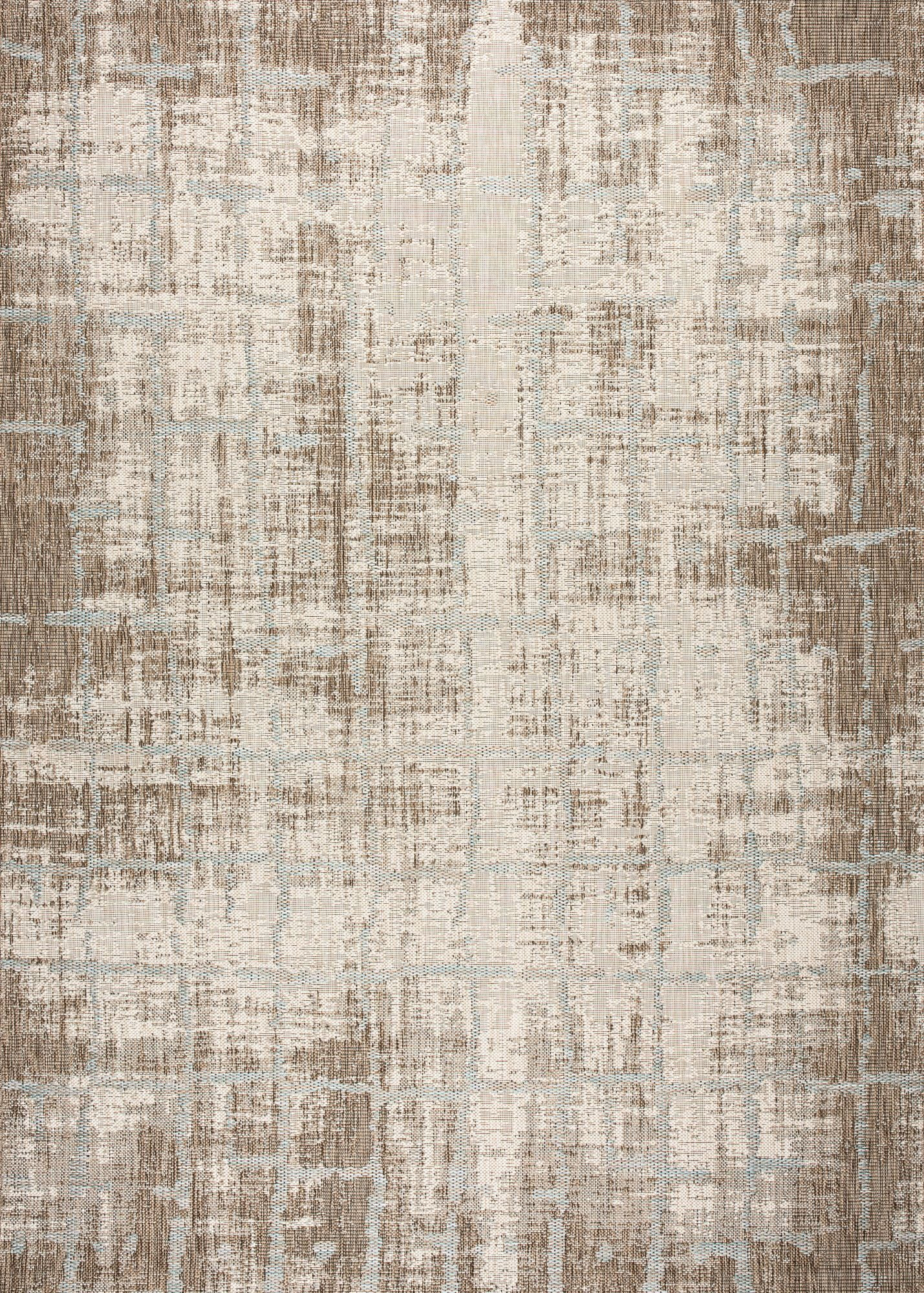 Couristan 5.25' x 7.5' Brown and Ivory Contemporary Rectangular Outdoor Area Throw Rug