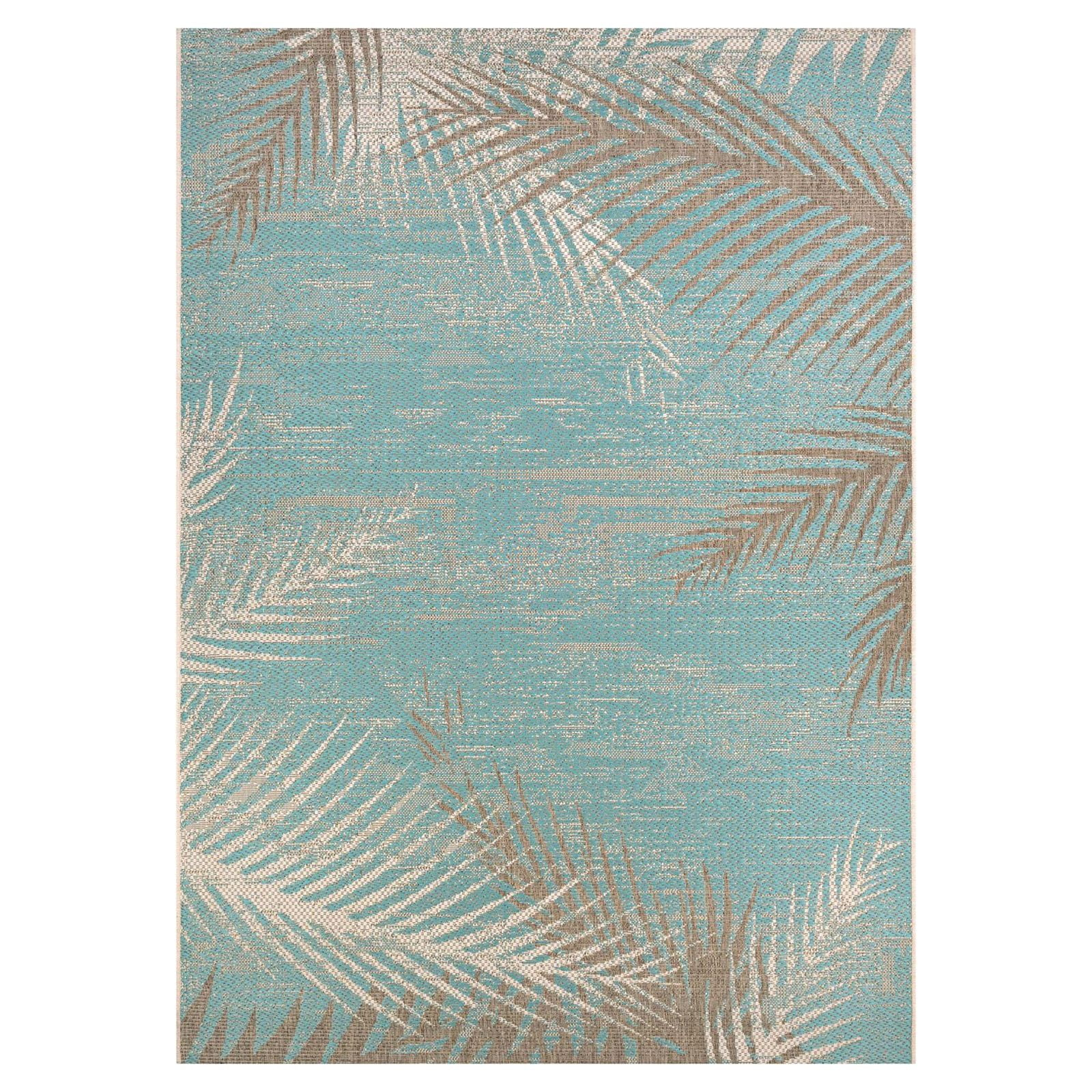 Couristan 5.25' x 7.5' Monaco Tropical Palms Indoor/Outdoor Area Rug Aqua
