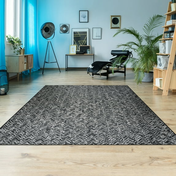 Couristan 6' x 9' Onyx and Shell Herringbone Nautical Outdoor Rug
