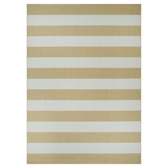 Couristan Afuera Yacht Club 2' x 3'7" Butterscotch and Ivory Stripe Outdoor Rectangle Rug