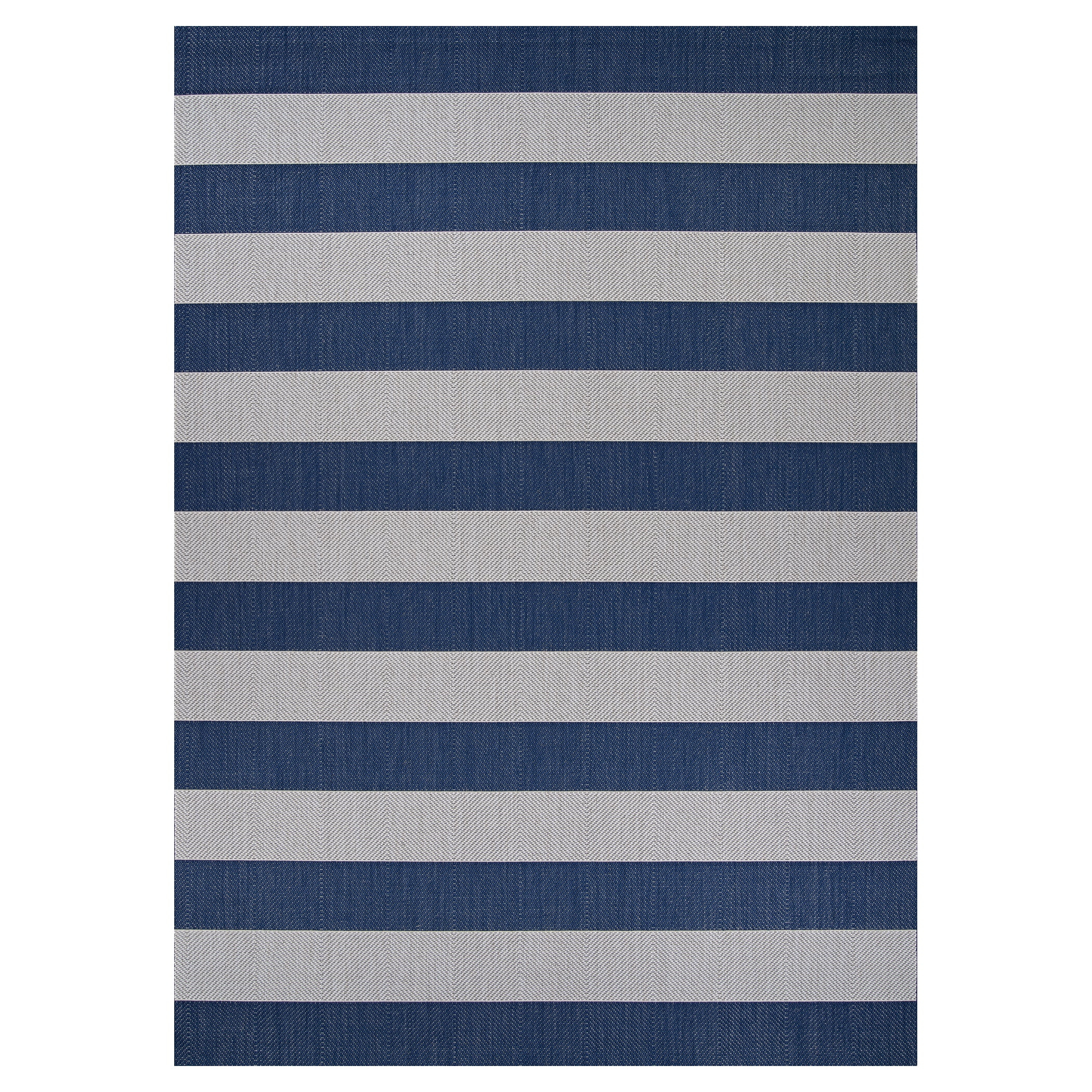 Couristan Afuera Yacht Club 3'11" x 5'7" Midnight Blue and Ivory Stripe Outdoor Rectangle Rug