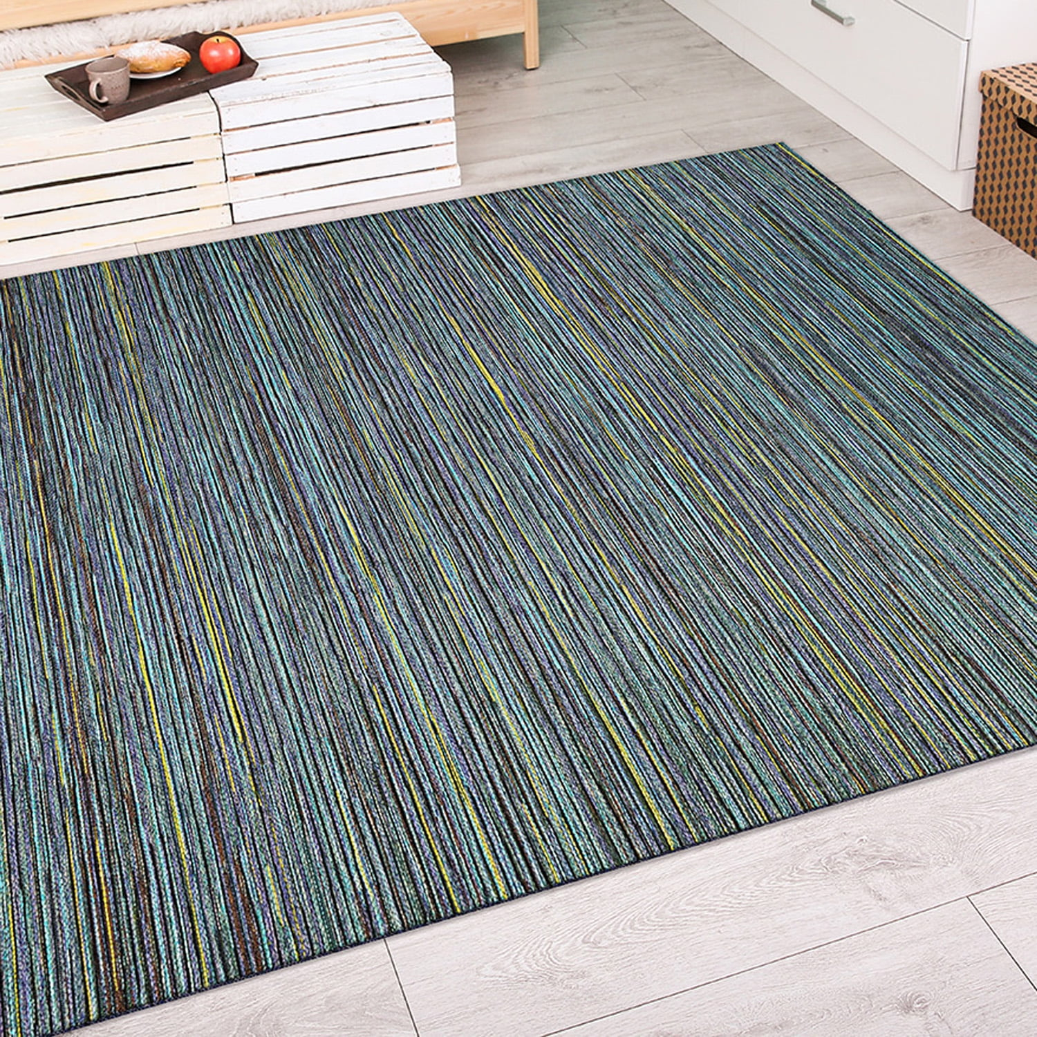 Couristan Cape Hinsdale Indoor / Outdoor Area Rug, Teal-Cobalt, 5'3" x 7'6"