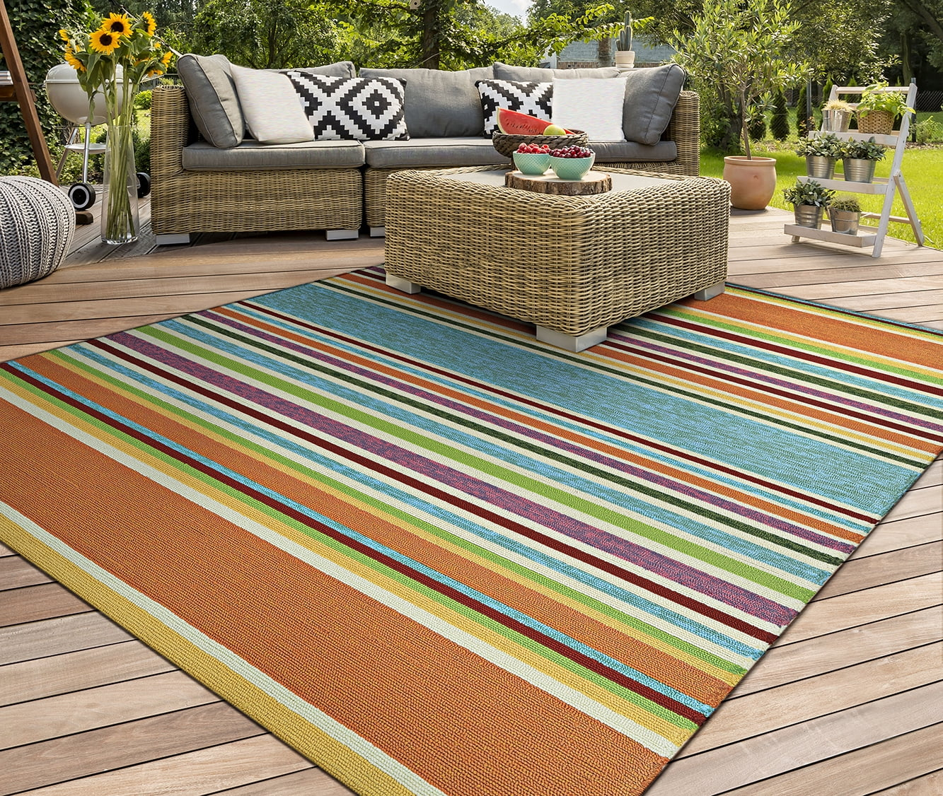 Couristan Covington Sherbet Stripe Indoor/Outdoor Area Rug, 3'6" x 5'6", Multi-color