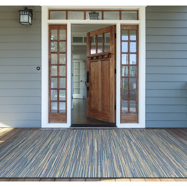 Couristan Monaco Alassio Indoor / Outdoor Area Rug, Sand-Azure Blue-Turquoise, 3'9" x 5'5"