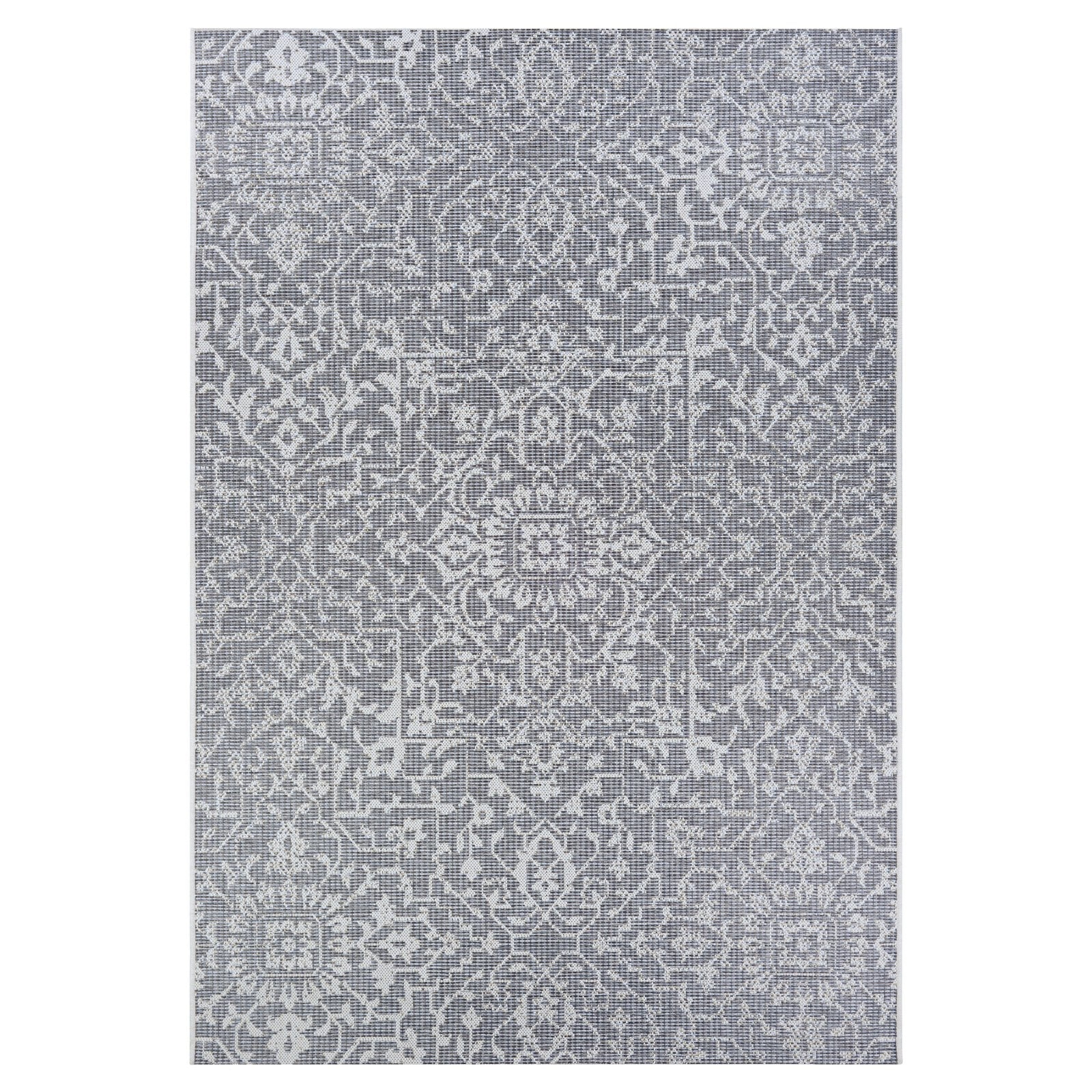 Couristan Monte Carlo Palmette Indoor/Outdoor Area Rug, 5'3" x 7'6", Grey-Ivory