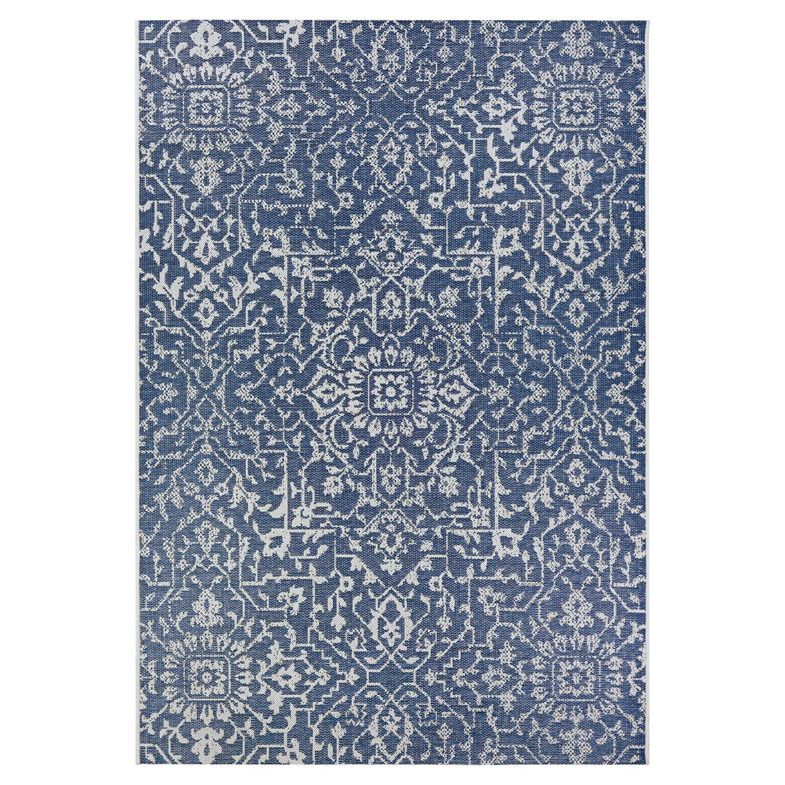Couristan Monte Carlo Palmette Indoor/Outdoor Area Rug, 8'6" x 13', Navy-Ivory