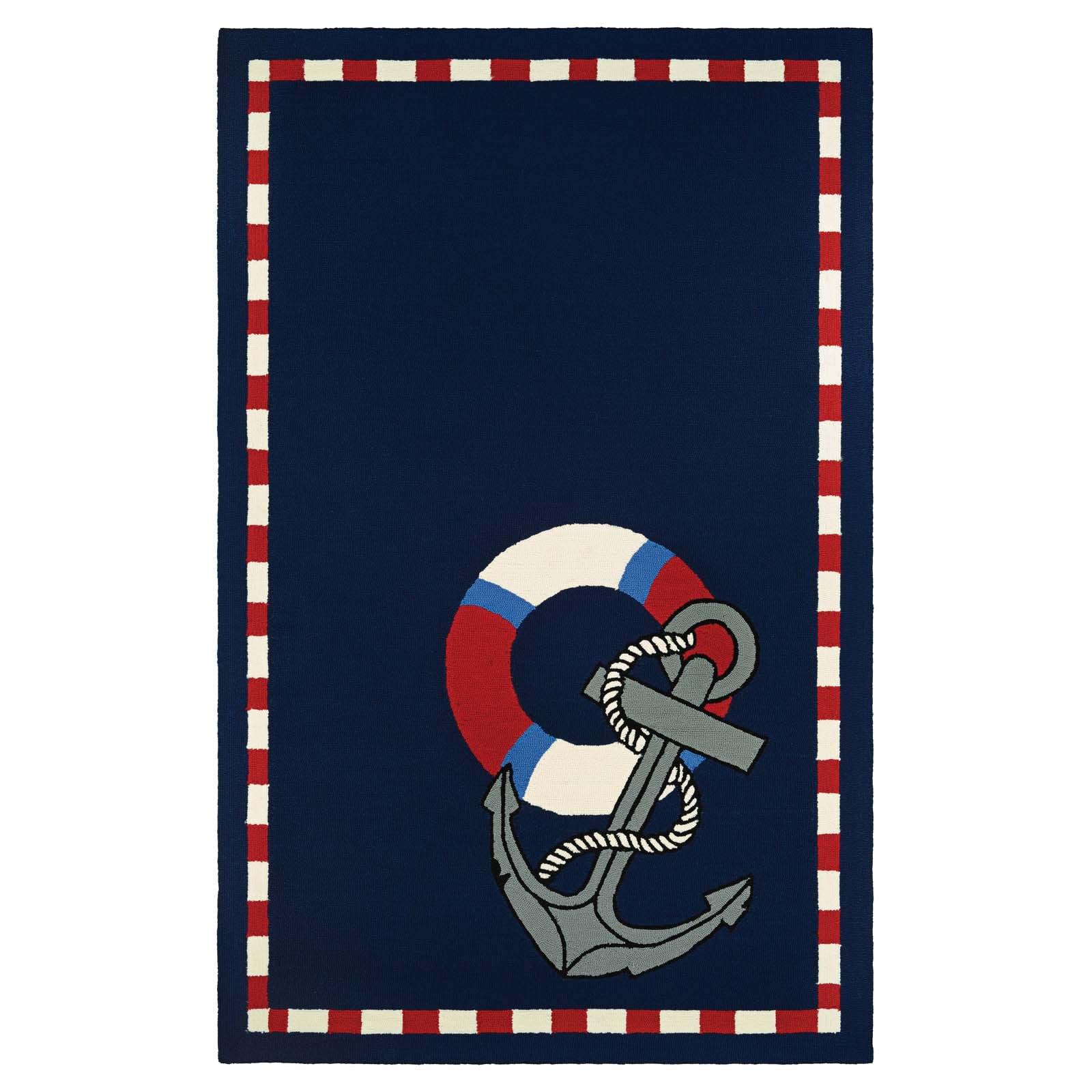 Couristan Outdoor Escape Anchors Away Indoor/Outdoor Area Rug, 5'6" x 8', Navy