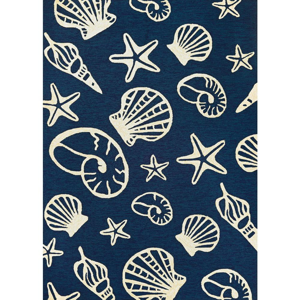 Couristan Outdoor Escape Cardita Shells Indoor/Outdoor Area Rug, 2' x 4', Navy-Ivory