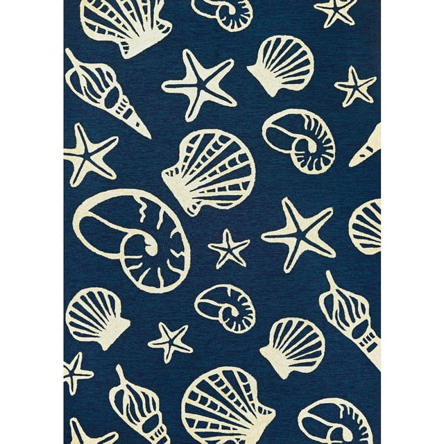 Couristan Outdoor Escape Cardita Shells Indoor/Outdoor Area Rug, 2' x 4', Navy-Ivory