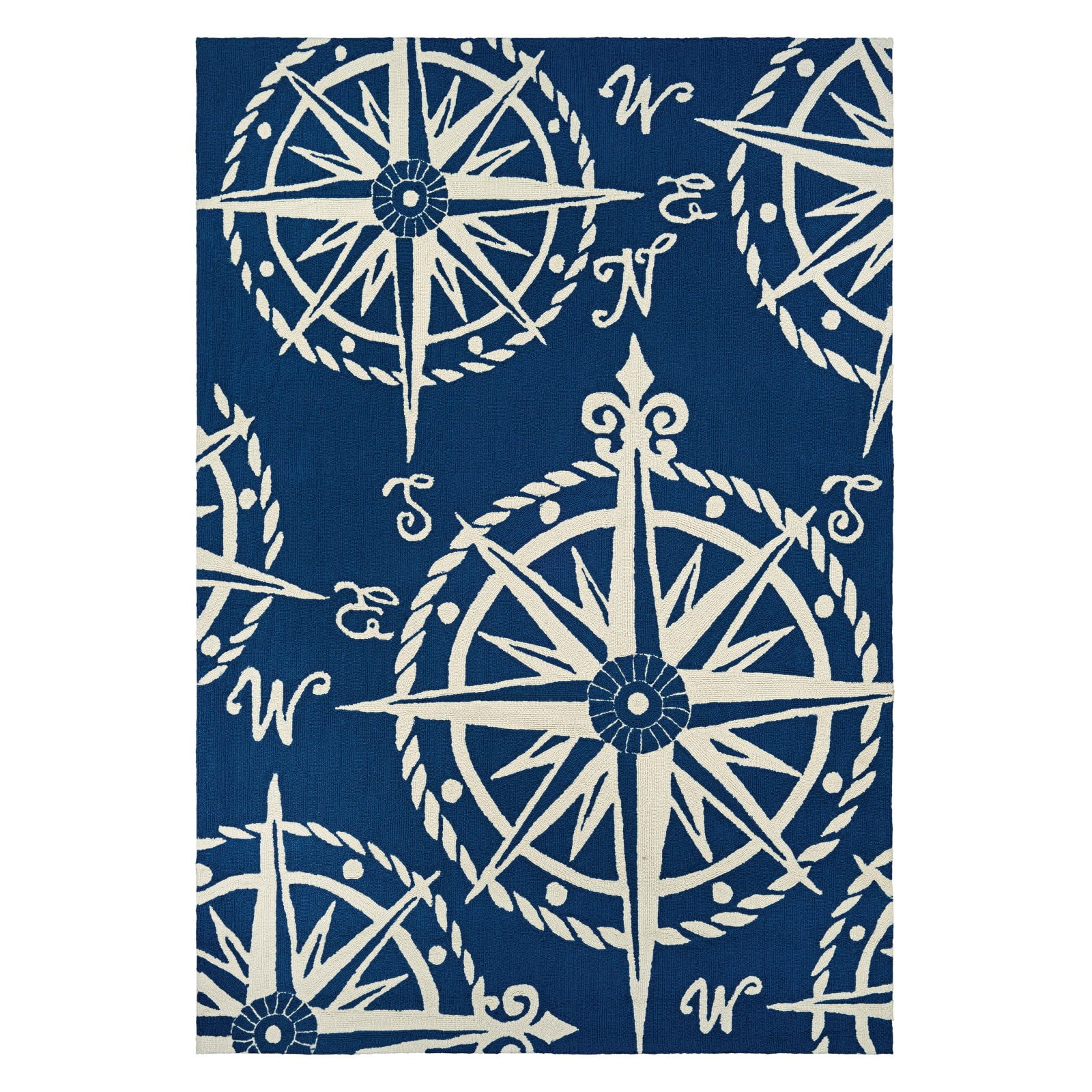 Couristan Outdoor Escape Mariner Indoor/Outdoor Area Rug, 2' x 4', Navy-Ivory