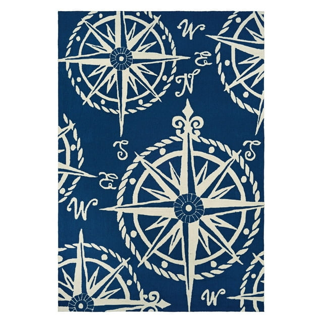 Couristan Outdoor Escape Mariner Indoor/Outdoor Area Rug, 2' x 4', Navy-Ivory