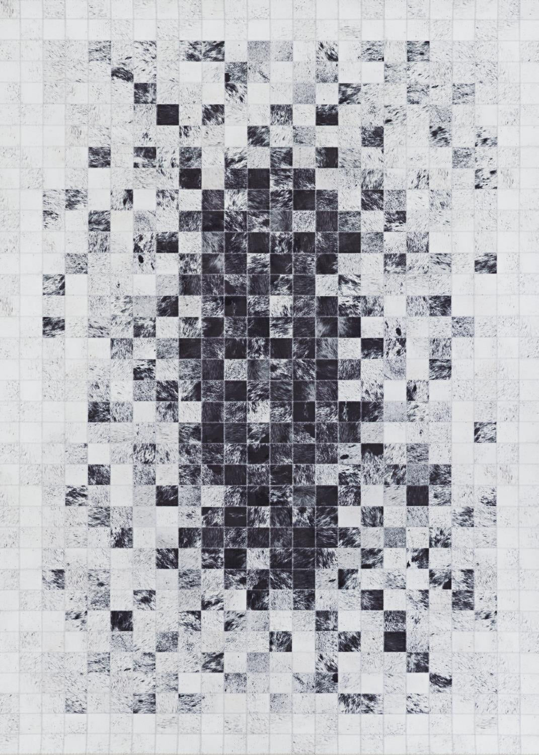 Couristan Prairie Hygee Blocks Coal-Ice Caps Printed Faux Cowhide Area Rug 