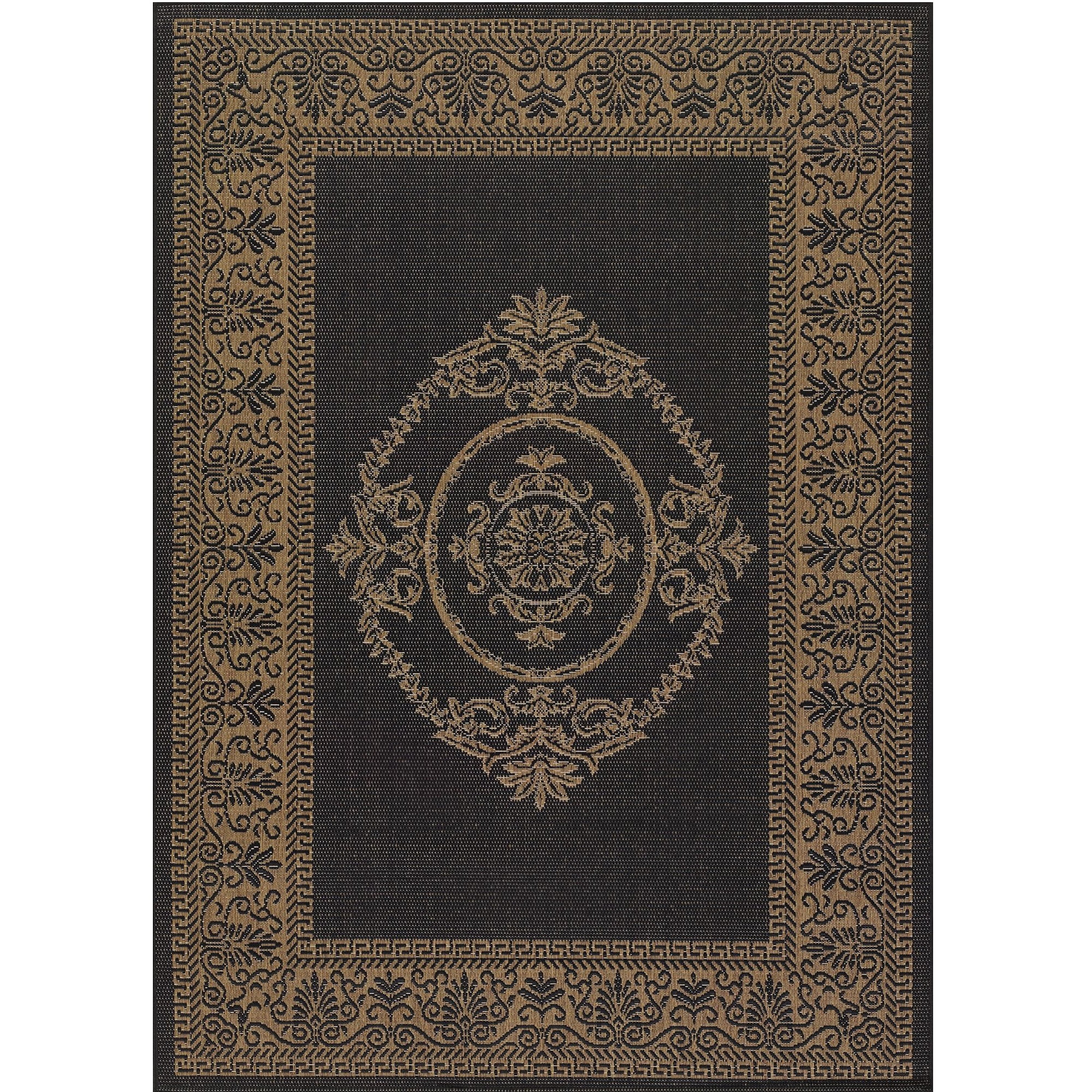 Couristan Recife Antique Medallion Area Rug, 7'6" x 10'9", Black-Cocoa