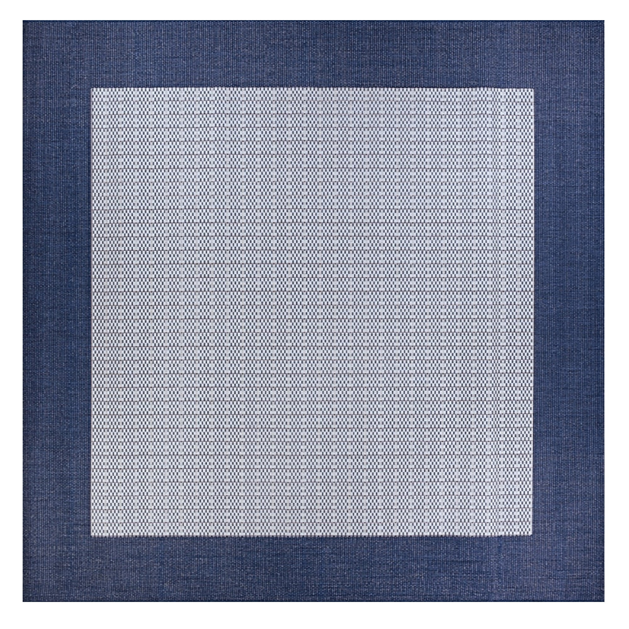 Couristan Recife Checkered Field Indoor / Outdoor Area Rug, Ivory- Indigo Blue, 7'6" Square