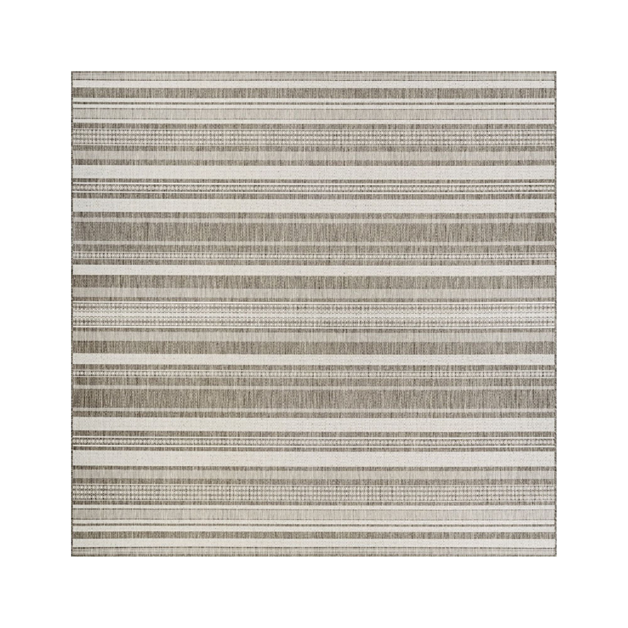 Couristan Recife Gazebo Stripe Indoor / Outdoor Area Rug, Champagne- Taupe, 7'6" Square