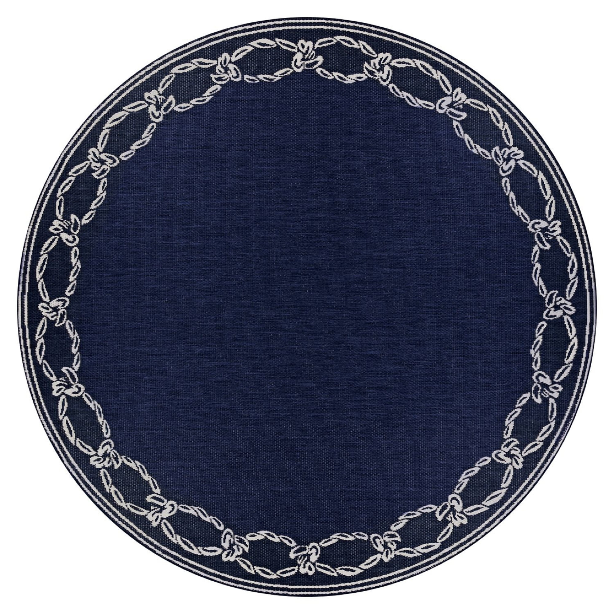 Couristan Recife Rope Knot Area Rug, 7'6" Round, Ivory-Indigo