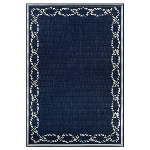 Couristan Recife Rope Knot Area Rug, 7'6" x 10'9", Ivory-Indigo