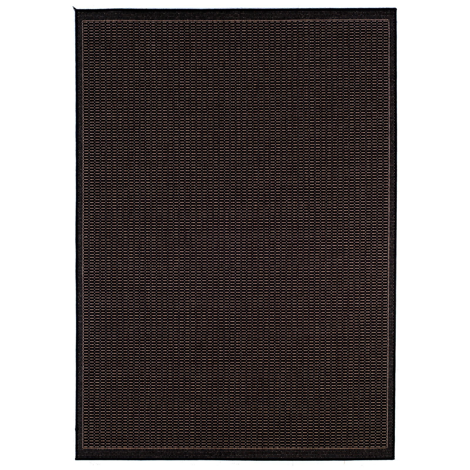 Couristan Recife Saddle Stitch Indoor /Outdoor Area Rug, Black- Cocoa, 3'9" x 5'5"