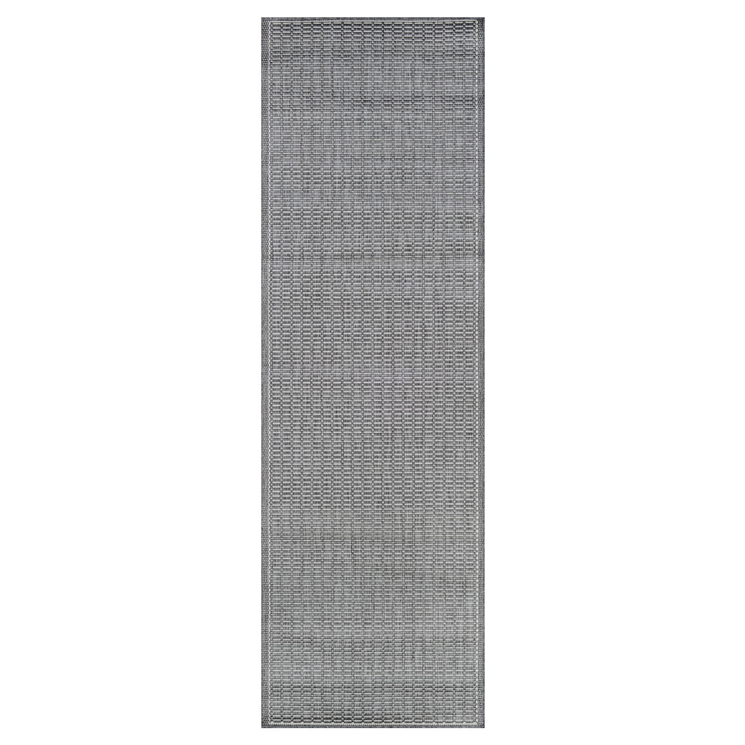 Couristan Recife Saddle Stitch Indoor /Outdoor Area Rug, Grey- White, 2'3" x 11'9" Runner