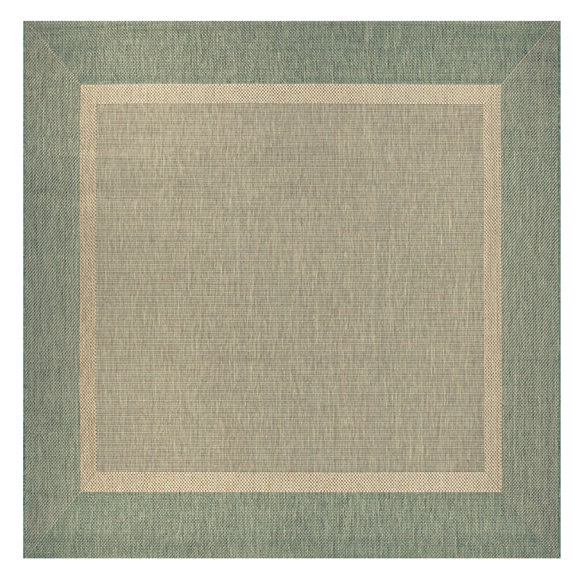 Couristan Recife Stria Texture Indoor/Outdoor Rug, 7'6", Square, Natural- Green Color, Hose Washable, 5526/1812
