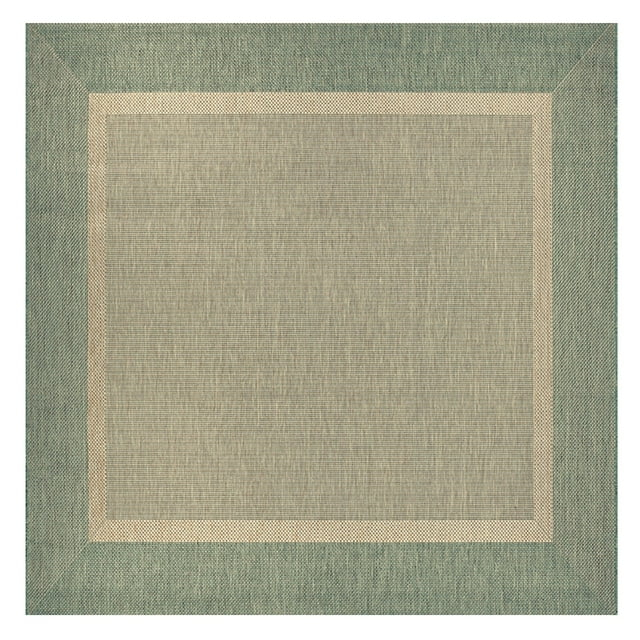 Couristan Recife Stria Texture Indoor/Outdoor Rug, 7'6", Square, Natural- Green Color, Hose Washable, 5526/1812