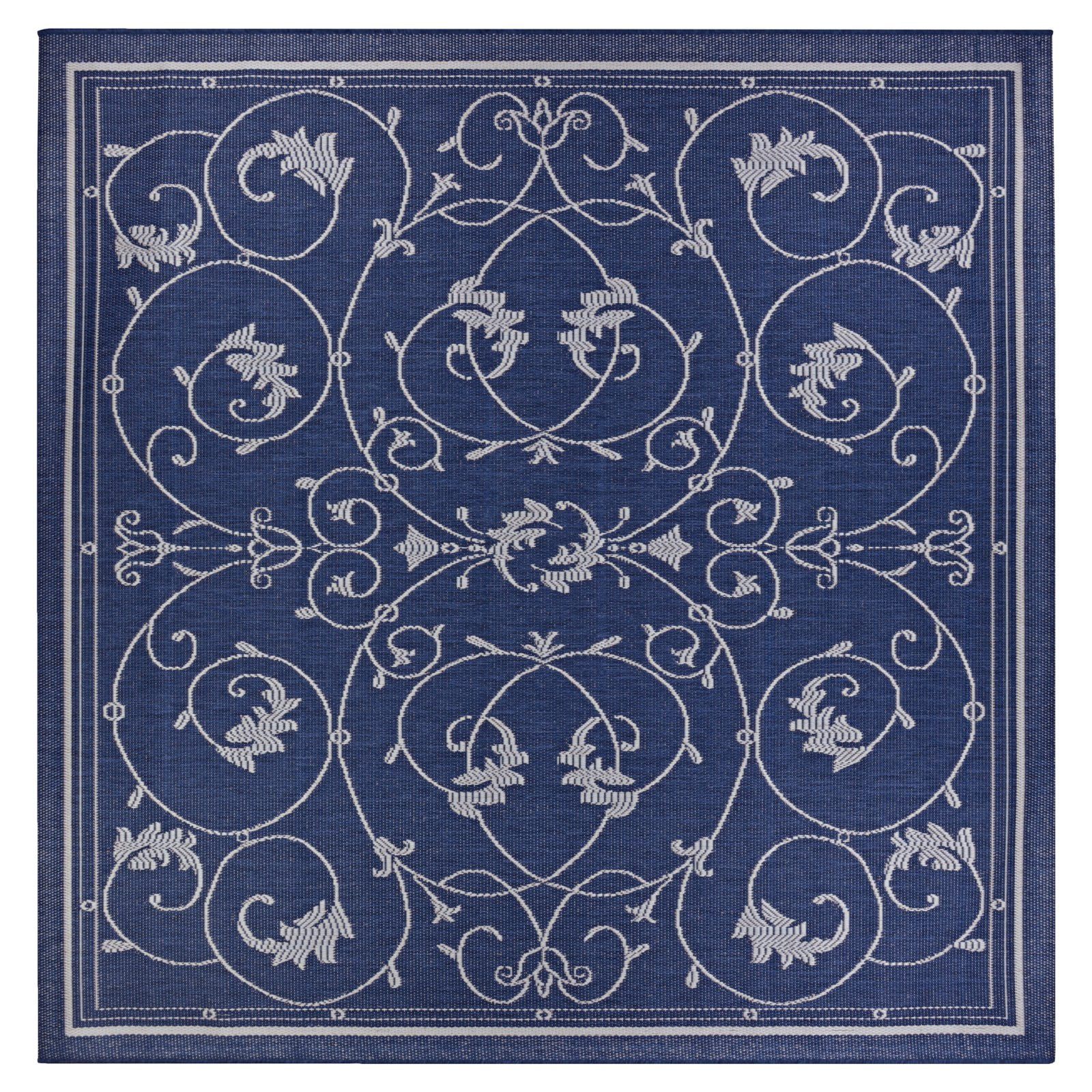 Couristan Recife Veranda Indoor / Outdoor Area Rug, Ivory- Indigo Blue, 3'9" x 5'5"