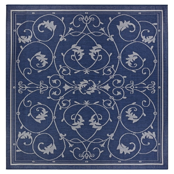 Couristan Recife Veranda Indoor / Outdoor Area Rug, Ivory- Indigo Blue, 3'9" x 5'5"