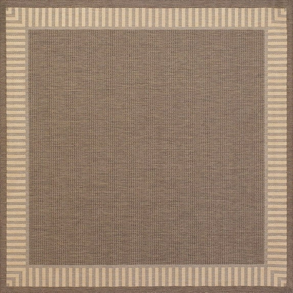 Couristan Recife Wicker Stitch Area Rug, 7'6" Square, Cocoa-Natural