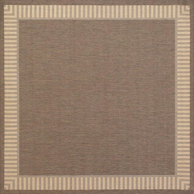 Couristan Recife Wicker Stitch Area Rug, 7'6" Square, Cocoa-Natural