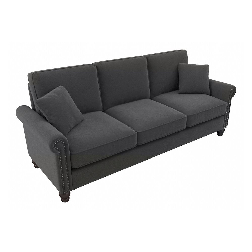 Coventry 85W Large Living Room Sofa in Charcoal Gray Herringbone Fabric