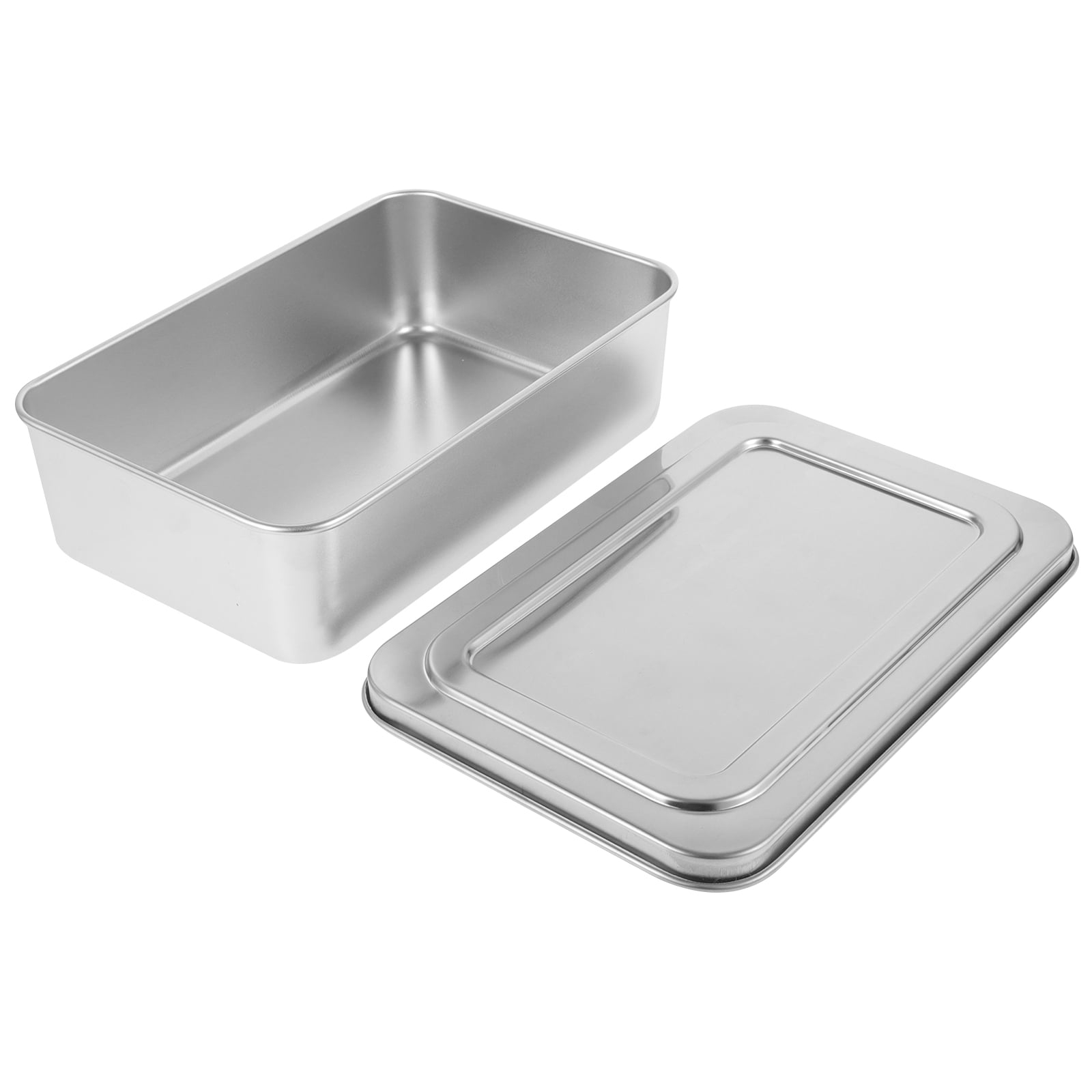 TABLZONE Stainless Steel Baking Tray Silver Oven Pan for Home Use with Lid