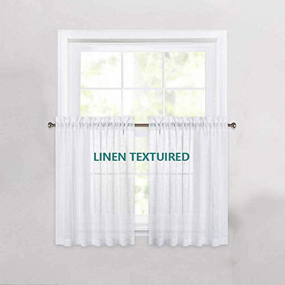 Cozynight White Sheer Tier Curtains 24 inch Length Linen Curtain Sheer Curtain Transparent Half Window Curtains Kitchen Tiers Bathroom Small Curtains Cafe Curtains Light Filtering Rod Pocket 2 Panels